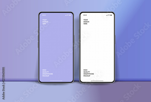 Realistic smartphone mockup. Mobile phone vector with isolated on white background. Device front view. 3D mobile phone with shadow. Realistic, high quality smart phone mockup for ui ux presentation.