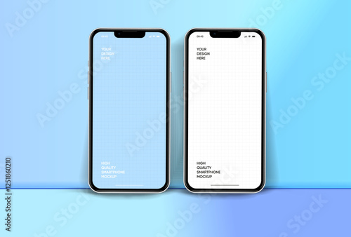 Realistic smartphone mockup. Mobile phone vector with isolated on white background. Device front view. 3D mobile phone with shadow. Realistic, high quality smart phone mockup for ui ux presentation.