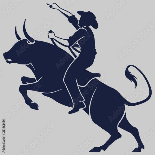 a person riding a mechanical bull silhouette vector design art and illustration