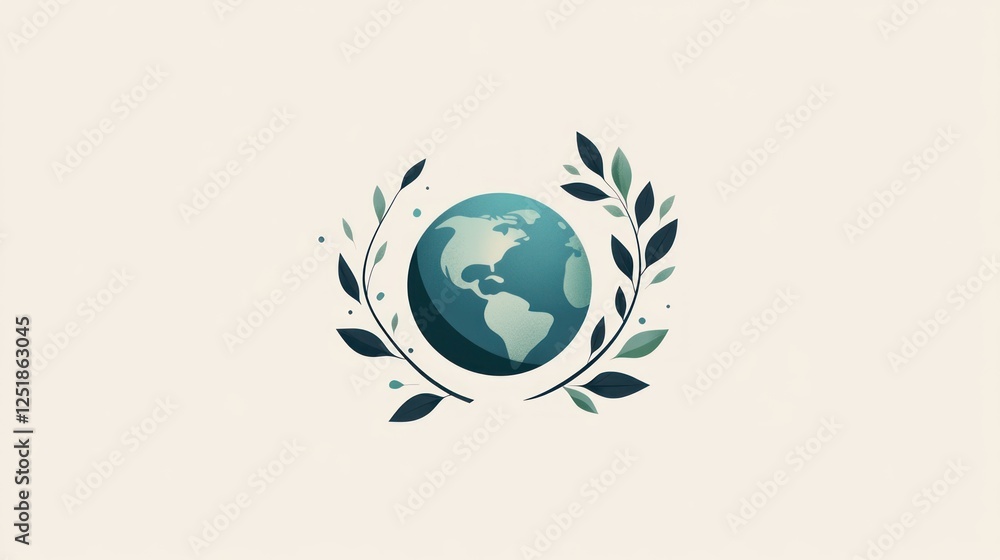 Earth laurel wreath graphic, environmental, abstract art Earth laurel wreath graphic, environmental, abstract art