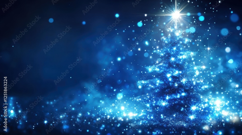Abstract Blue Christmas Background with Glowing Abstract Blue Christmas Background with Glowing