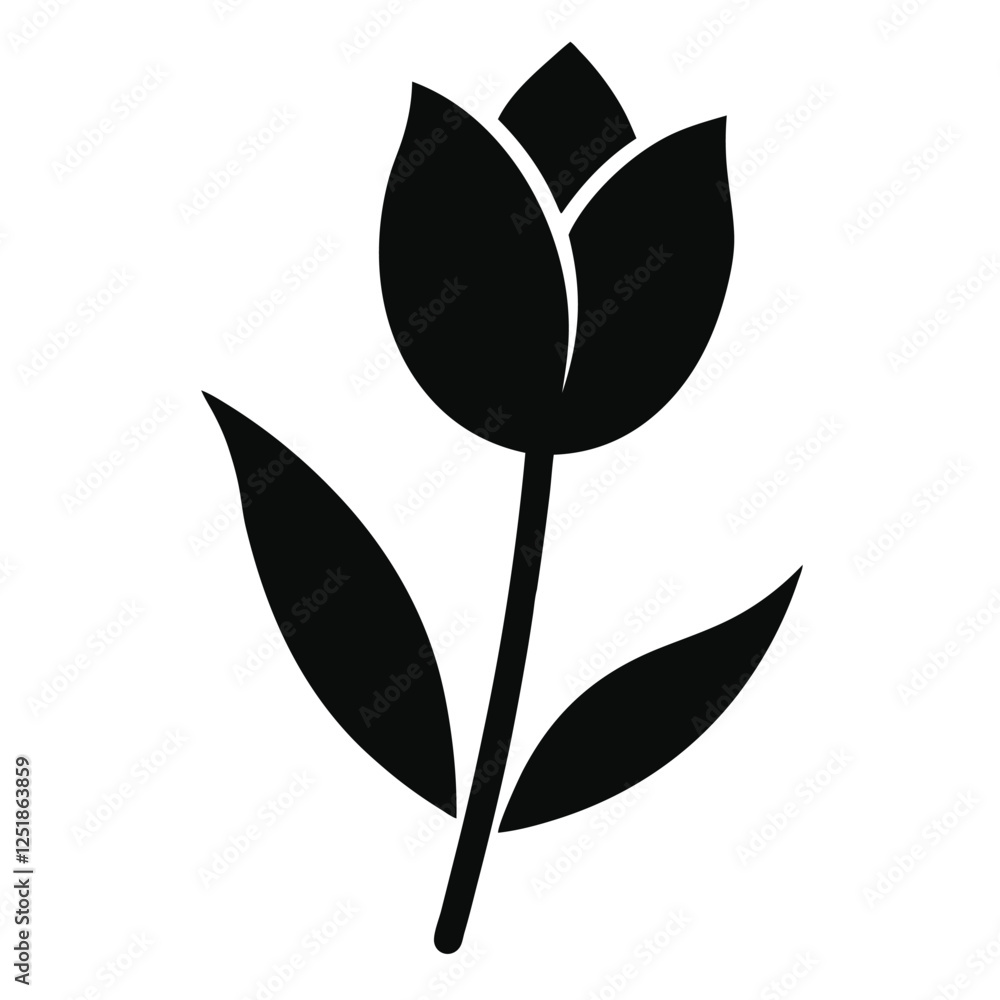 Obraz premium tulip silhouette vector illustration, white background, 