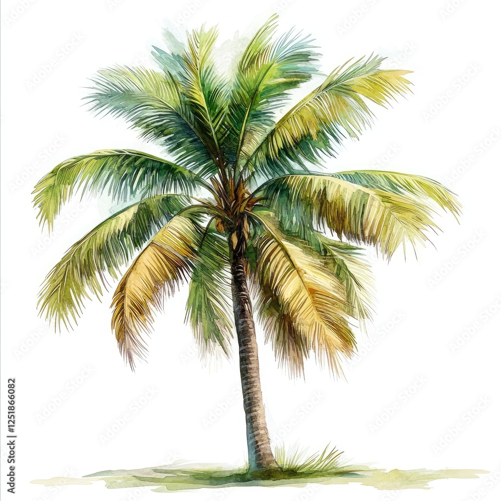 Obraz premium Coconut tree on white background