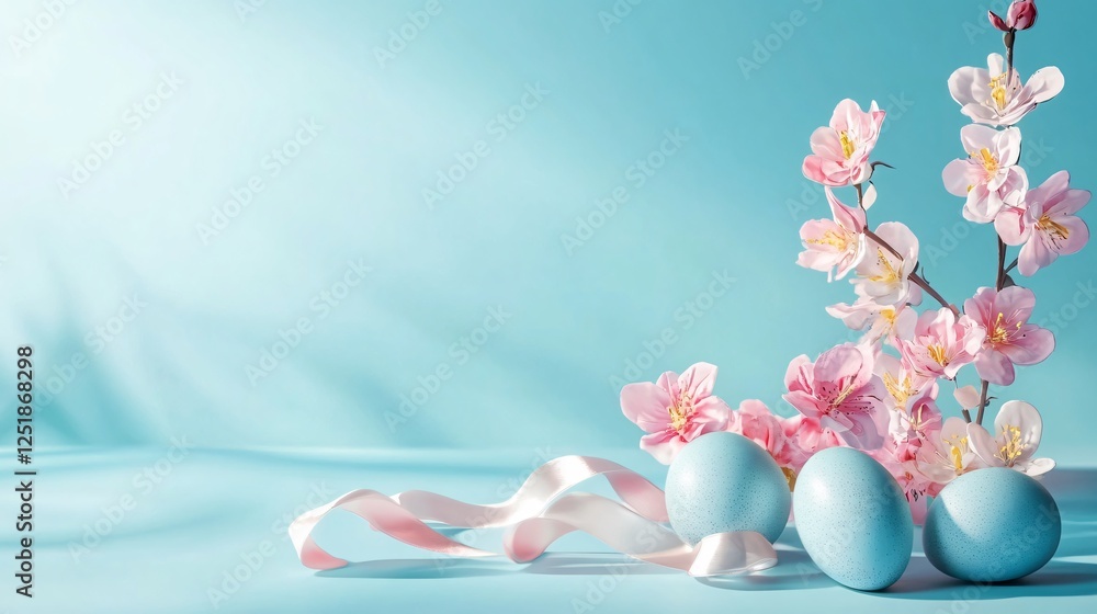 Decorative Easter Composition with Flowers and Eggs Decorative Easter Composition with Flowers and Eggs