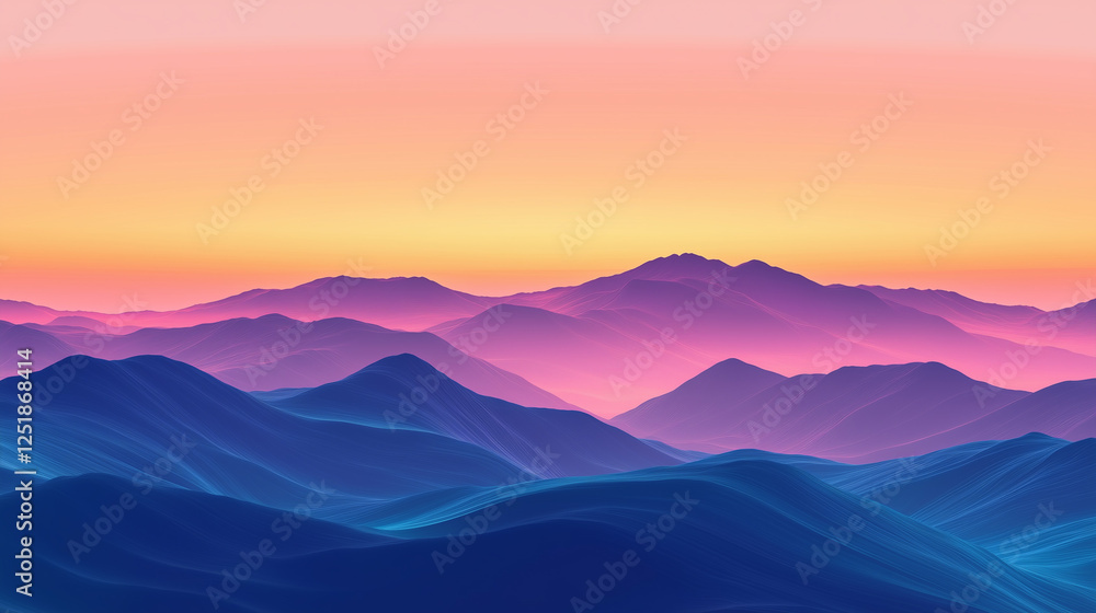 Obraz premium Pastel mountain landscape at sunset.