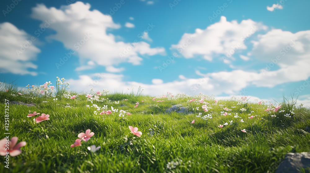 delicate grass, warm spring, blooming flowers, bright sunshine, delicate grass, warm spring, blooming flowers, bright sunshine,