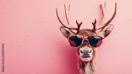 Hipster Santa's Reindeer Wearing Sunglasses photo