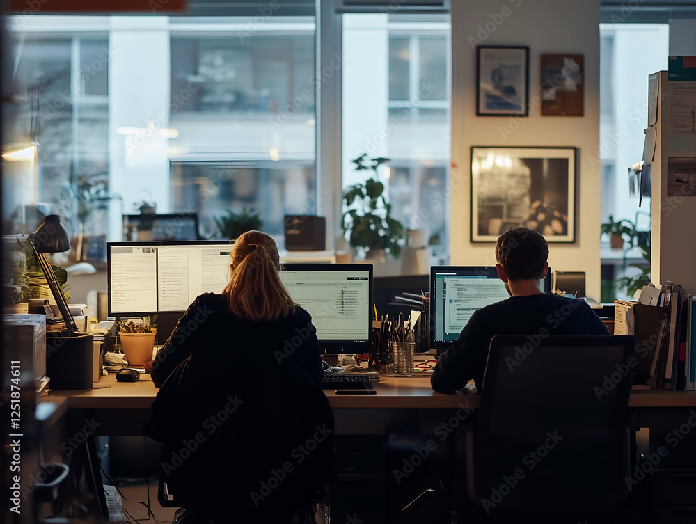 Fototapeta premium Remote and In-Office Hybrid Work Collaboration