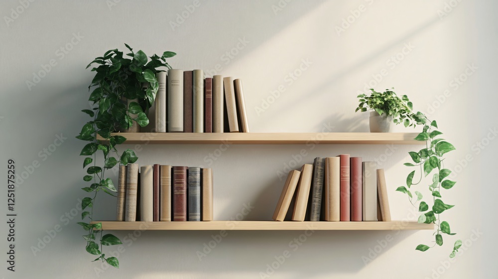 Modern Study Space with Books and Greenery