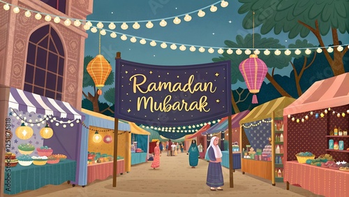 Ramadan Mubarak Banner Illustration