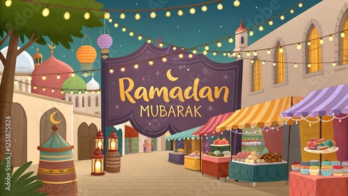 Ramadan Mubarak Banner Illustration