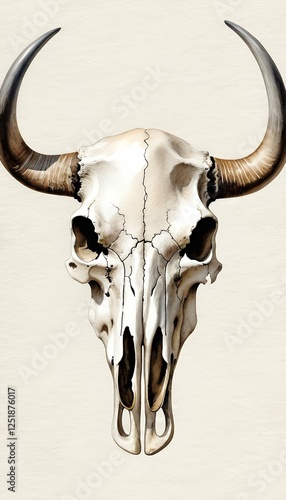 watercolor skull buffalo abstract america american ancient animal art aztec background bone buffalo bull catcher cattle cherokee cow cranial culture dead desert design drawn dream flower head horn photo