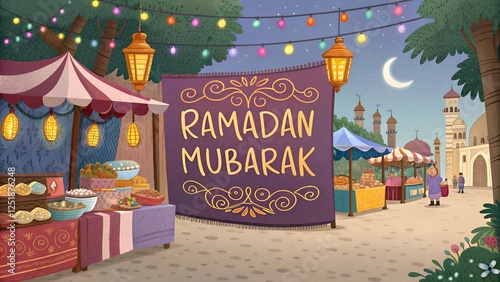 Ramadan Mubarak Banner Illustration