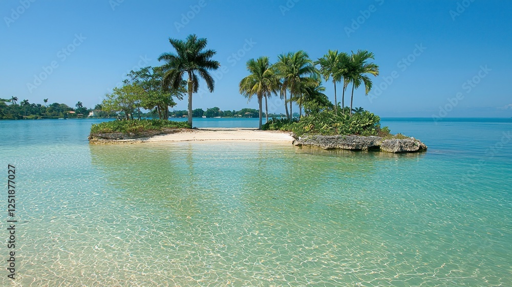 Naklejka premium Tropical island getaway Caribbean beach paradise