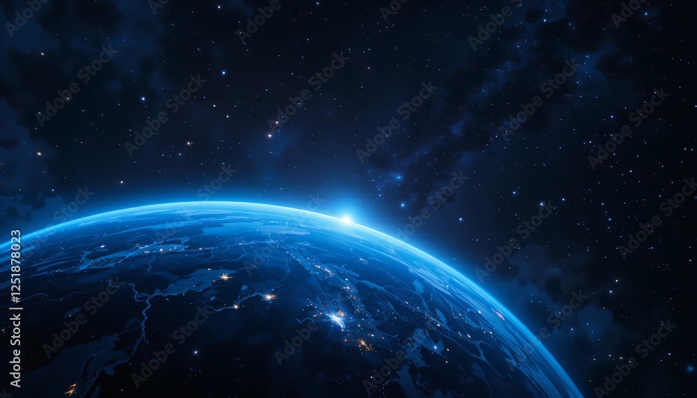 Stunning Earthrise View from Space Dark Blue Planet Night City Lights Glowing Horizon Beautiful Night Sky Starry Universe Background Image stars world Stunning Earthrise View from Space Dark Blue Planet Night City Lights Glowing Horizon Beautiful Night Sky Starry Universe Background Image stars world