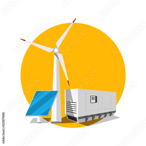 energy independence. renewable energy. ecological energy. solar panels, windmills. vector