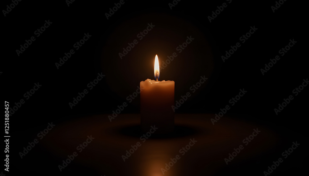 Lit candle in darkness Lit candle in darkness