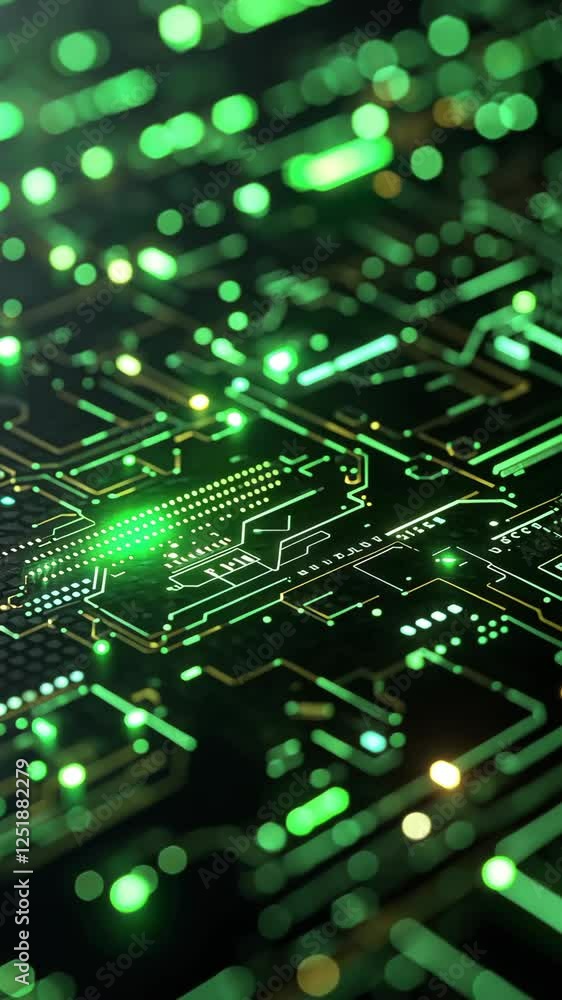 Close-up of a digital holographic interface glowing with green elements, futuristic and eco-friendly depiction, isolated with a dark gradient background for focus. Close-up of a digital holographic interface glowing with green elements, futuristic and eco-friendly depiction, isolated with a dark gradient background for focus.
