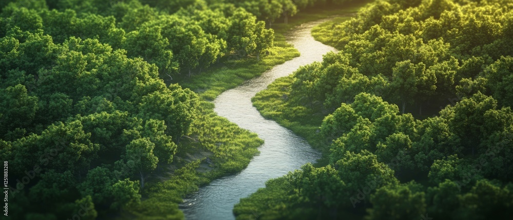 serene river winding through lush green forests, showcasing nature beauty. serene river winding through lush green forests, showcasing nature beauty.