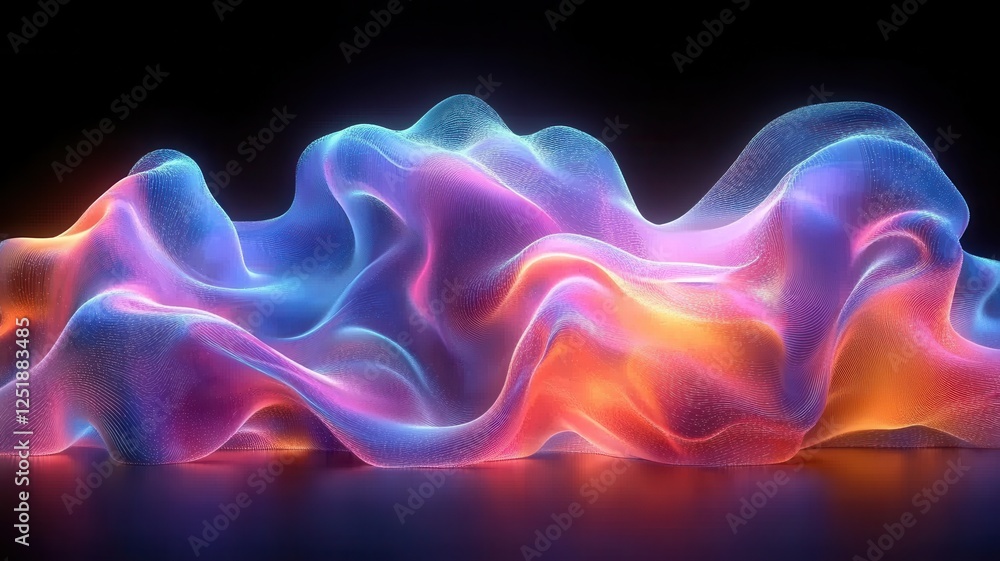 Obraz premium Colorful Abstract Flowing Waves with Light Effects on Dark Background