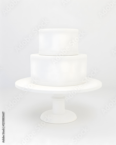 White two tier wedding cake with no decorations mock up isolated on white background