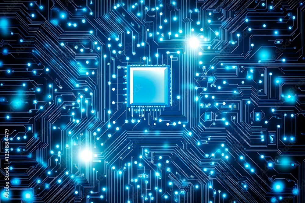 Abstract close-up of a glowing blue digital circuit board, showcasing intricate connections and technological design on a black background.
Abstract close-up of a glowing blue digital circuit board, showcasing intricate connections and technological design on a black background.