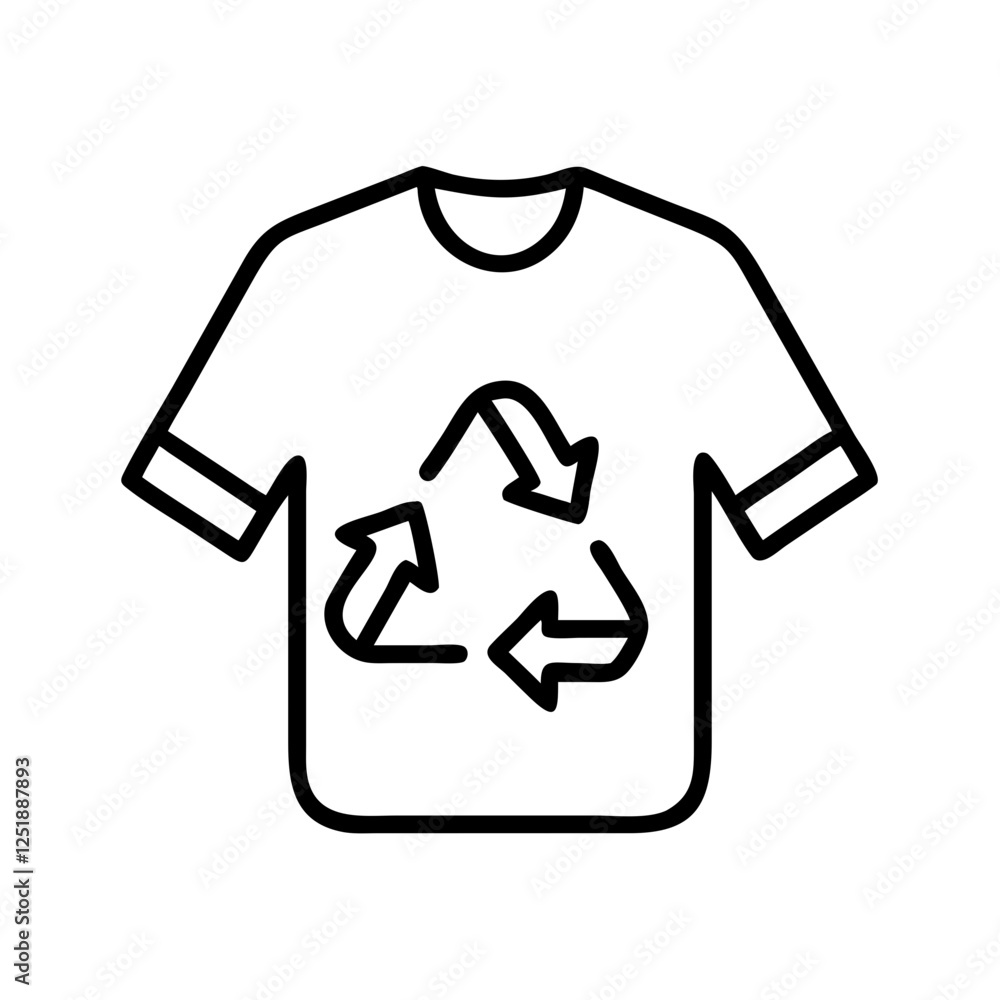 Textile recycling icon with t-shirt and recycling symbol Textile recycling icon with t-shirt and recycling symbol