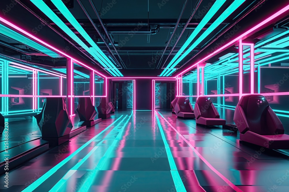 Vibrant Neon Gaming Design with Eclectic Turquoise and Maroon Tech Intersections Vibrant Neon Gaming Design with Eclectic Turquoise and Maroon Tech Intersections