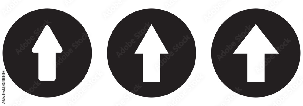 Up arrow circle vector icon . up pointing sign. white background. outline and filled version . Up arrow circle vector icon . up pointing sign. white background. outline and filled version .