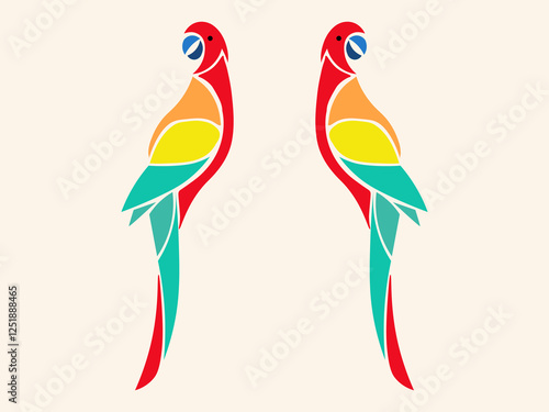 colorful parrot flat design vector illustration