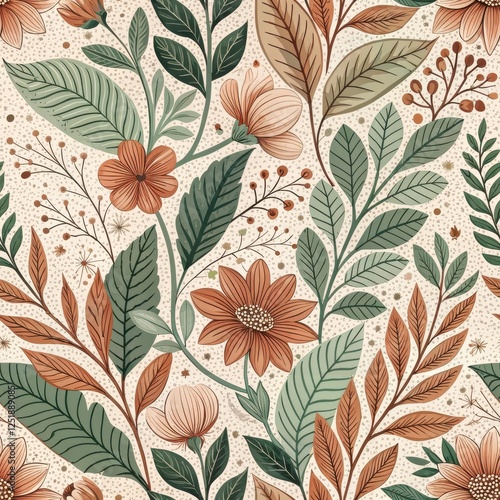 Herbstliches botanisches Muster, Autumn botanical pattern