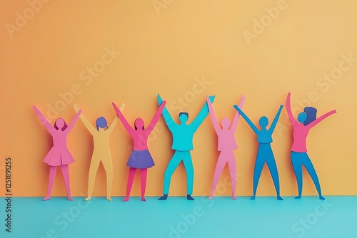 Joyful Paper People Celebrating Teamwork Success1 photo