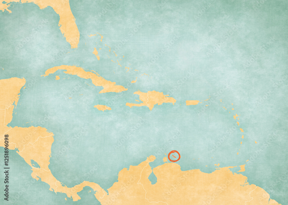 Map of Caribbean islands - Curacao Map of Caribbean islands - Curacao