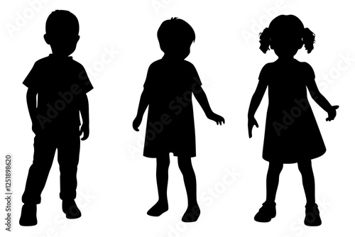 Obraz na płótnie Children kids silhouette set, vector silhouette of children w salonie
