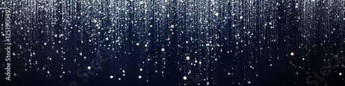Ethereal Silver and Blue Glitter Particles Dripping in Luminous Streams Against Dark Navy Background, Mystical and Futuristic Glow, High-Detail Cinematic Lighting
