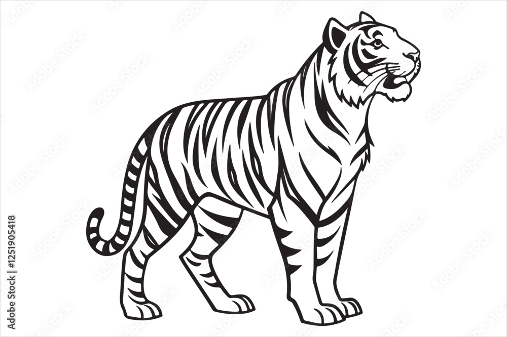 Obraz premium Black and white illustration tiger