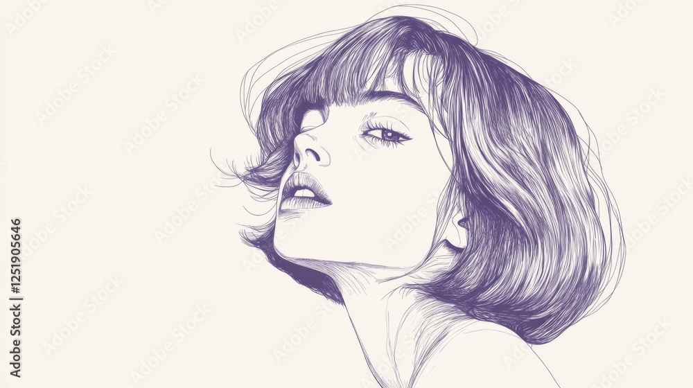 Elegant portrait of a woman with short hair, showcasing graceful features and soft expression Elegant portrait of a woman with short hair, showcasing graceful features and soft expression