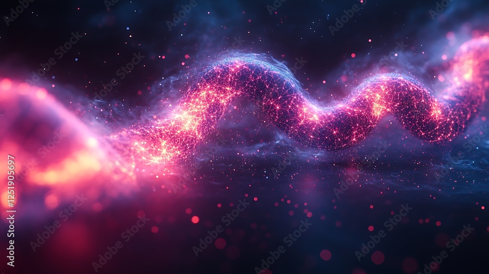 Obraz premium Futuristic representation of molecular evolution with neon fractal shapes