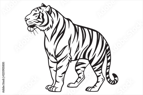 Black and white illustration tiger