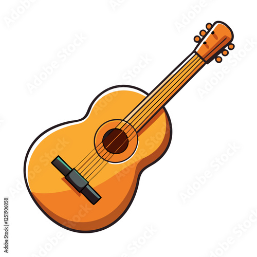 This colorful cartoon illustration features a classic Cuban guitar, emphasizing the instrument's unique shape and rich cultural significance. It reflects the lively spirit of Cuban music