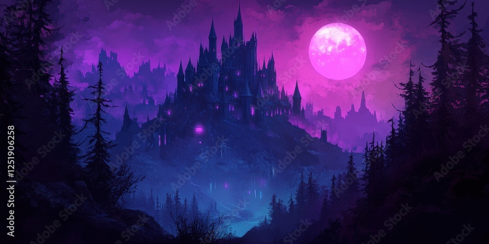 custom made wallpaper toronto digitalDark gothic castle sits high on a forested mountain