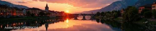 Wallpaper Mural Sunset on the Adige River in Verona's picturesque valley, rivers, Adige river Torontodigital.ca