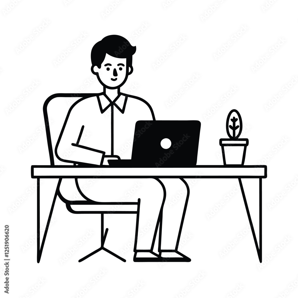 a person working on a computer silhouette vector art illustration a person working on a computer silhouette vector art illustration