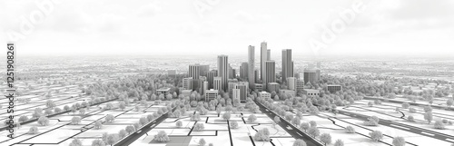 Imaginary cadastral map of territory with buildings, roads, land parcel. Black, white web banner design concept for construction industry, urbanism, valuation, survey planning. Blueprint for