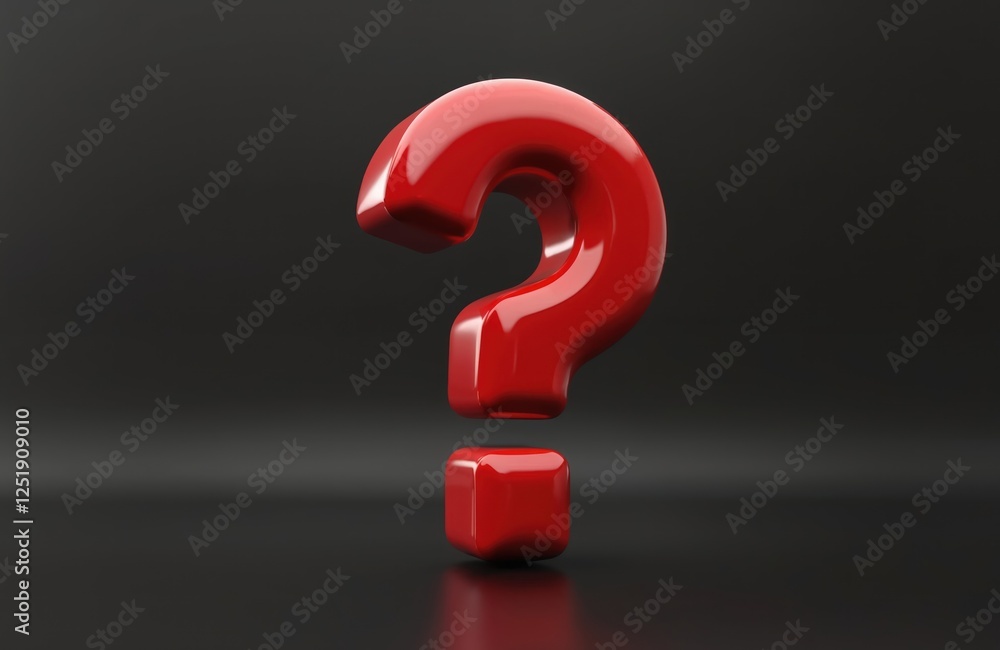 3D render of shiny red question mark on black background. Symbol of questions, answers, interrogation, support. Concept of help, search solution, business problem, asking, thinking, finding 3D render of shiny red question mark on black background. Symbol of questions, answers, interrogation, support. Concept of help, search solution, business problem, asking, thinking, finding
