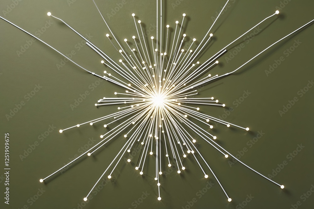 Obraz premium Olive Green Canvas with White Starburst Line and Dynamic Motion Effect