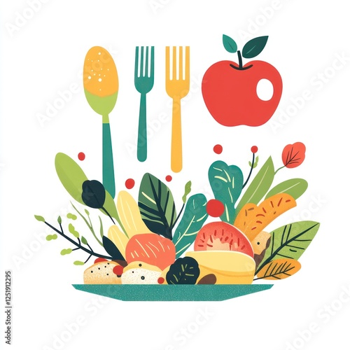 Colorful Healthy Meal Illustration photo