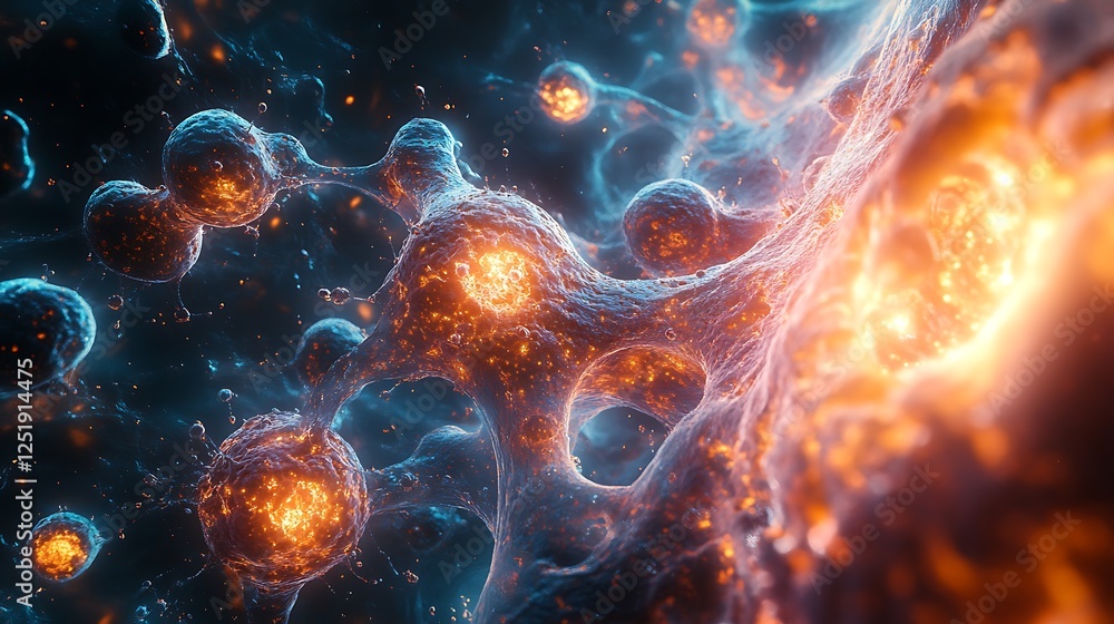 Energy-rich microscopic ecosystem with self-organizing cells exchanging vital information Energy-rich microscopic ecosystem with self-organizing cells exchanging vital information