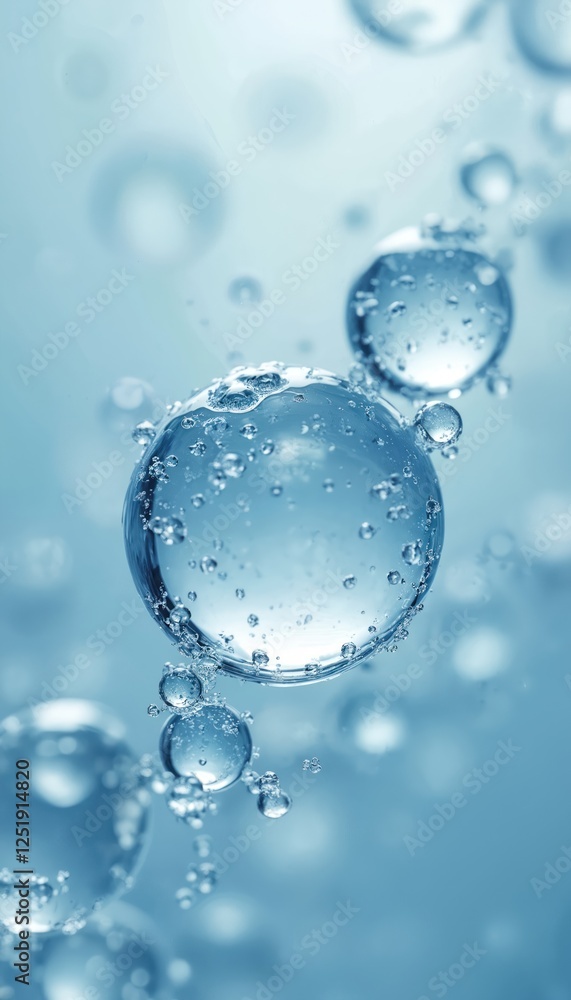 Water bubbles float against light backdrop. Close shot shows fluid spheres glistening. Image ideal for science research presentations, health care promotions and eco product visuals. Beauty concept. Water bubbles float against light backdrop. Close shot shows fluid spheres glistening. Image ideal for science research presentations, health care promotions and eco product visuals. Beauty concept.