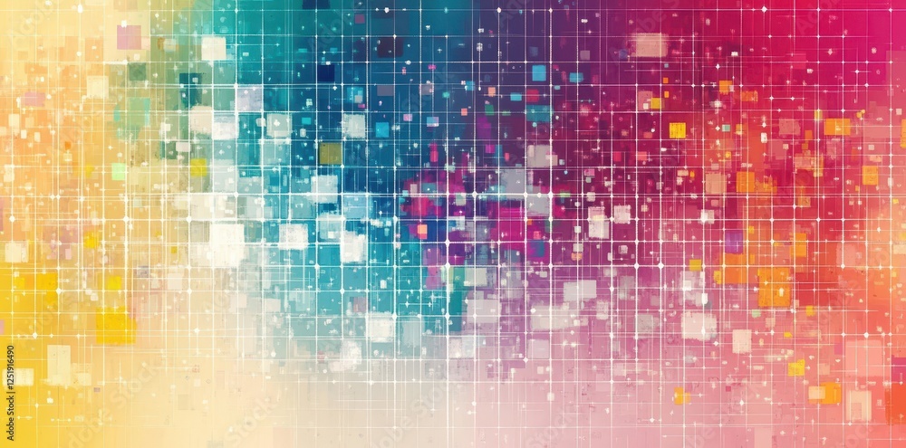 Colorful data grid with digital blocks and blurred background Colorful data grid with digital blocks and blurred background